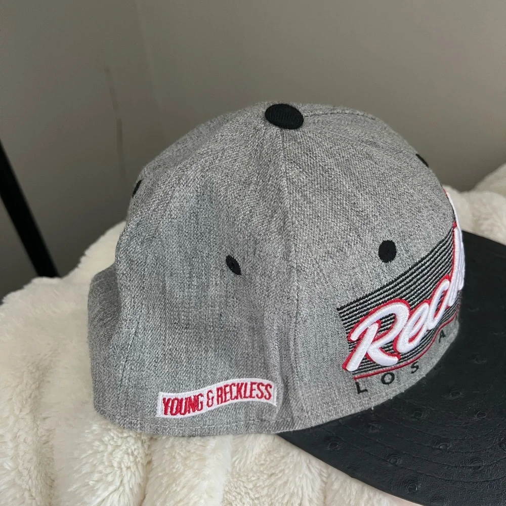 Gray and Black Reckless Snapback Hat